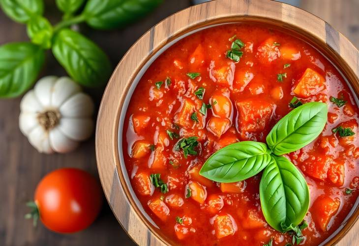 Homemade Tomato Sauce with Garlic and Basil